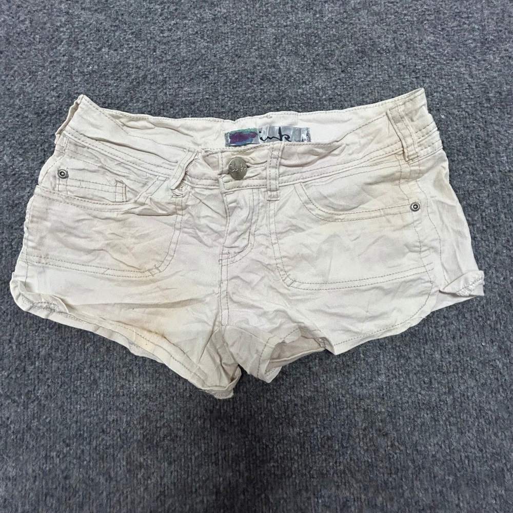 Ink Shorts Womens Size 1 Beige Low Rise Casual Cotton Blend Mini Stained
